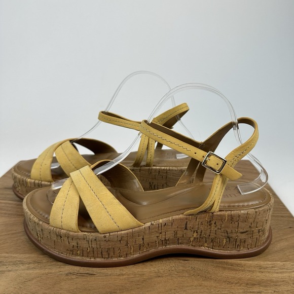New NWOB Womens Naturalizer Rikki Yellow Suede Platform Cork Sandals‎ Size 10 M - Picture 2 of 10